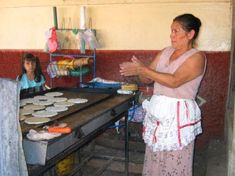 Making tortillas in Alegria, El Salvador